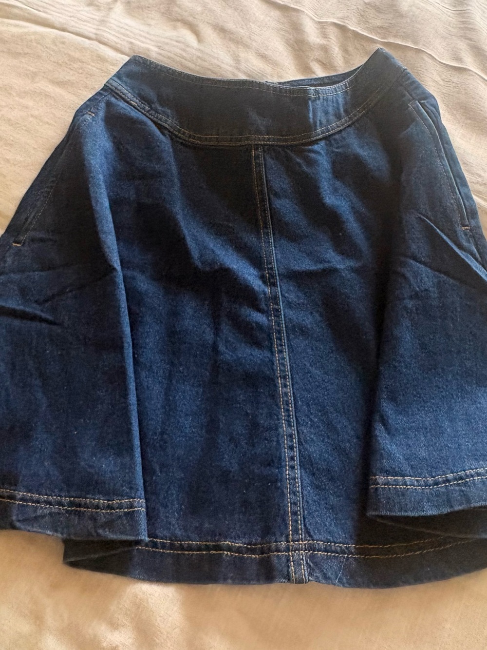 Anthropologie Pilcro Letterpress Denim Circle Skater Skirt Size 0 Pockets